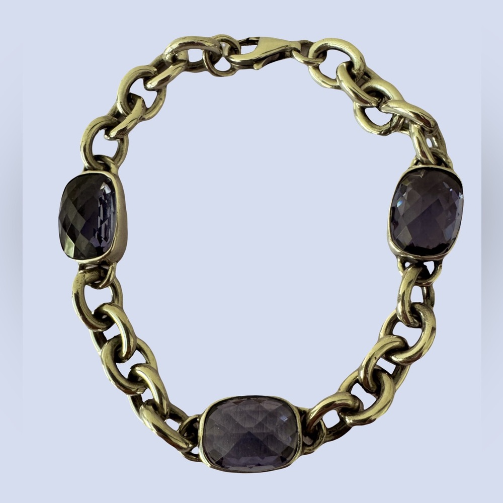 Sterling Silver Bracelet with Synthetic Quartz Stones
